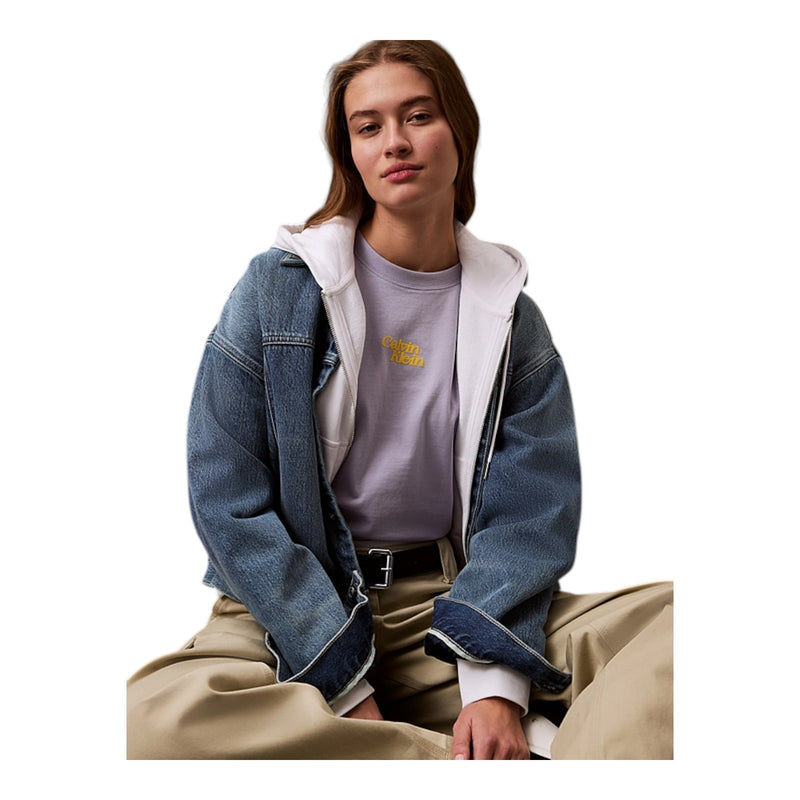 T-shirt Donna Calvin Klein - Ss Flocked Logo Cn Tee - Lilla