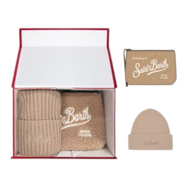 Coordinati invernali Donna Mc2 Saint Barth - Christmas Box Woman Mountain Hat And Pochette Set - Beige