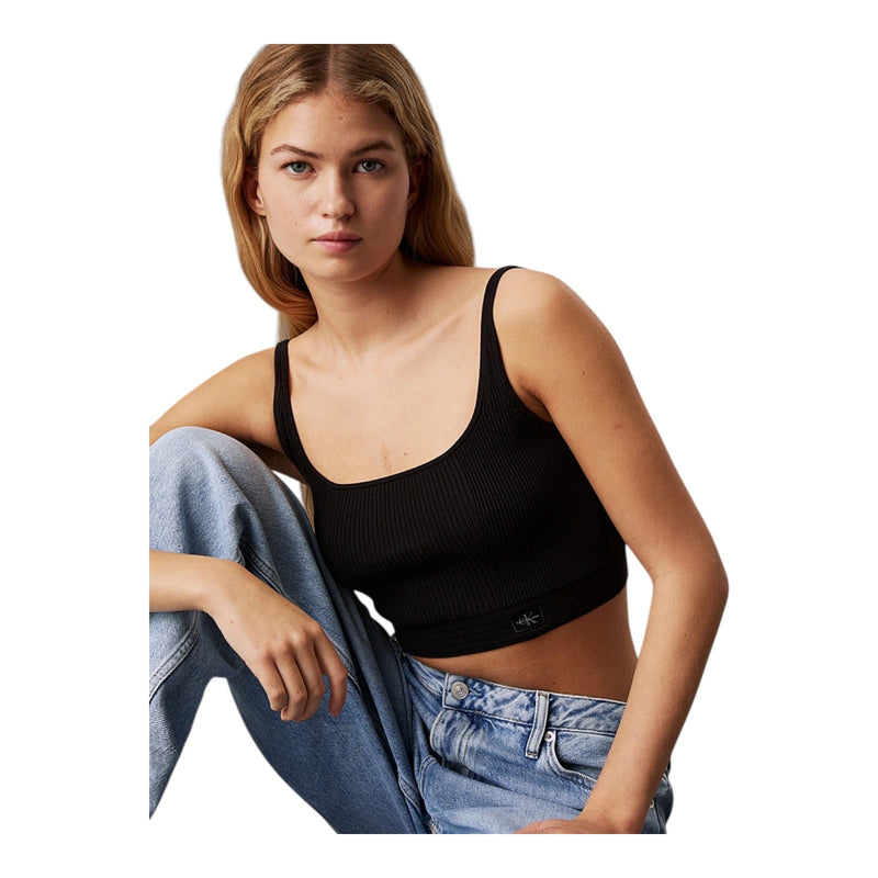 Canotte e top Donna Calvin Klein - Woven Label Sweater Bralette - Nero
