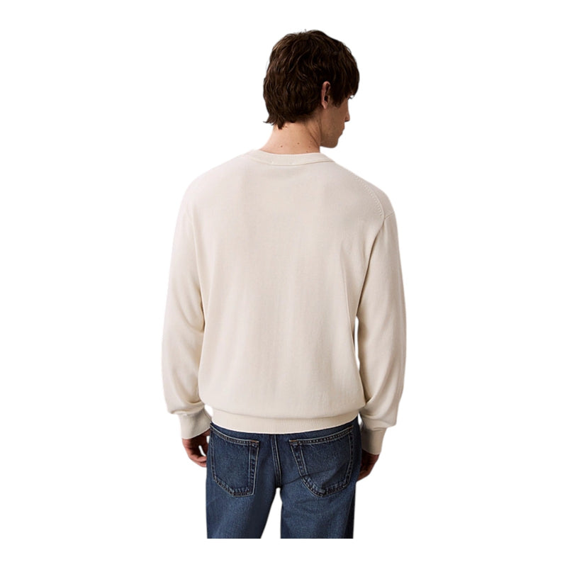 Maglie Uomo Calvin Klein - Ls Ez Cotton Crewnk Sweater 12Gg - Panna