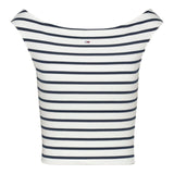 Canotte e top Donna Tommy Hilfiger - Tjw Boat Neck Top Ss Ext - Bianco