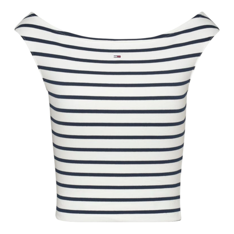 Canotte e top Donna Tommy Hilfiger - Tjw Boat Neck Top Ss Ext - Bianco