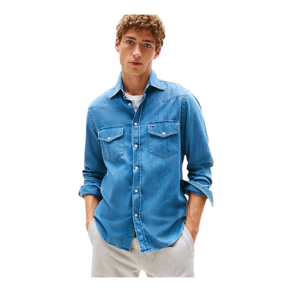 Camicie casual Uomo Tommy Hilfiger - Lightweight Denim Western Shirt - Azzurro