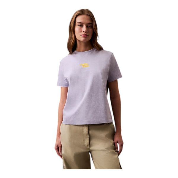 T-shirt Donna Calvin Klein - Ss Flocked Logo Cn Tee - Lilla