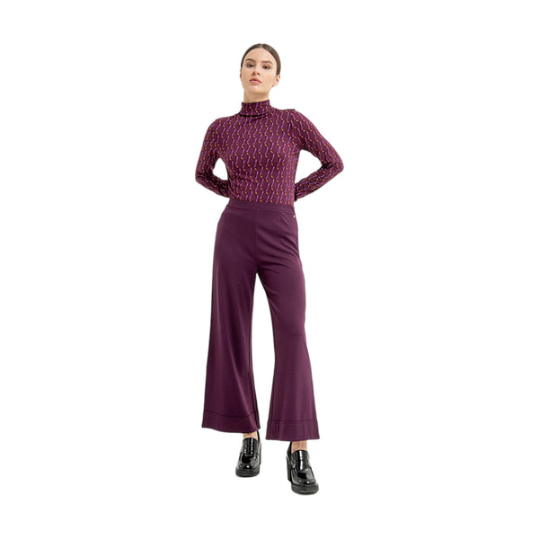 Pantaloni Donna Surkana - Pantaloni larghi con risvolto - Viola