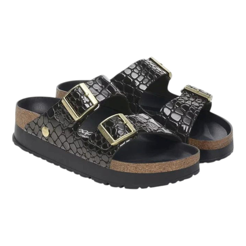 Sandali Donna Birkenstock - Arizona Platf black, Natural Leather Croc - Nero