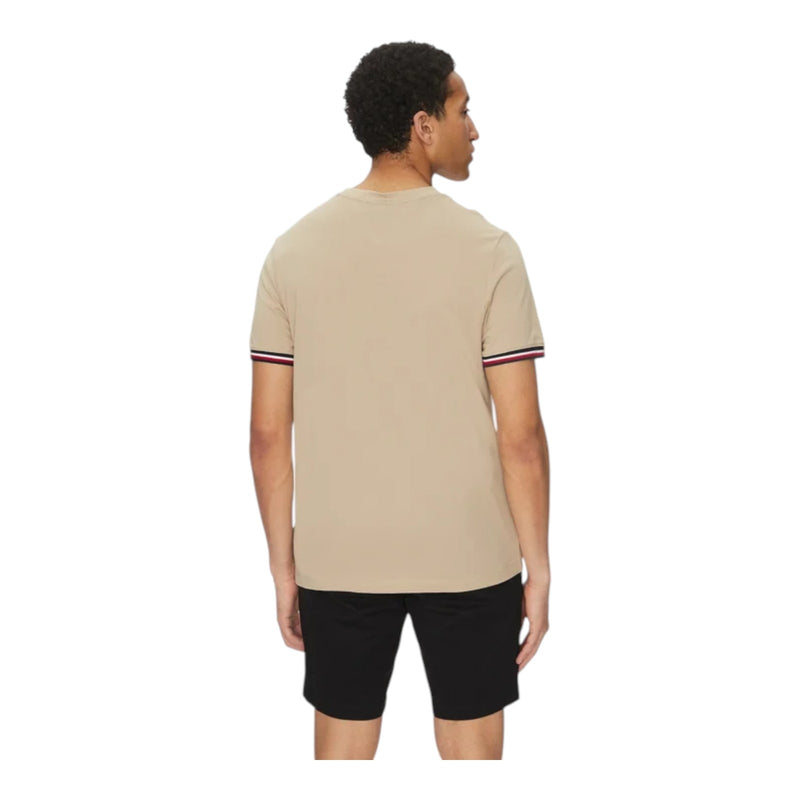 T-shirt Uomo Tommy Hilfiger - Global Stripe Cuff Tee - Beige