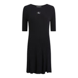 Vestiti casual Donna Calvin Klein - Woven Label Ss Sweater Dress - Nero