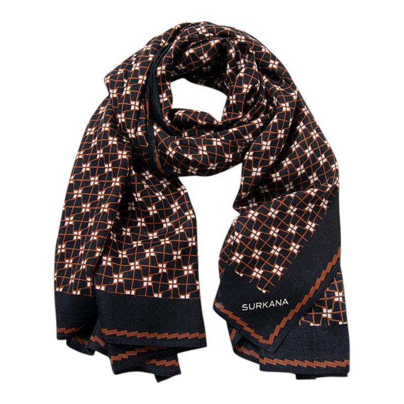 Sciarpe Donna Surkana - Sciarpa Rettangolare Stampata - Nero