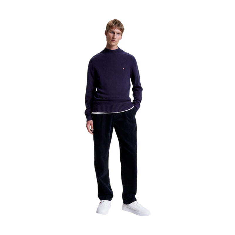 Maglioni Uomo Tommy Hilfiger - Multi Htr Merino Mock Nk - Blu