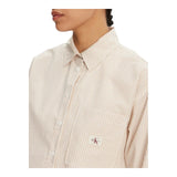 Camicie Donna Calvin Klein - Woven Label Cropped Shirt - Bianco
