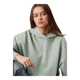 Felpe con cappuccio Donna Calvin Klein - Woven Label Peached Hoodie - Verde