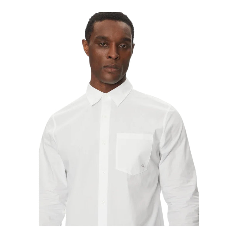 Camicie casual Uomo Calvin Klein - Ls Poplin Classic Shirt - Bianco