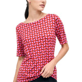 T-shirt Donna Surkana - Maglietta Scollatura A Barchetta Manica Al Gomito - Rosso