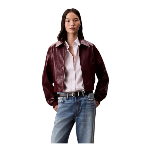 Giubbini Donna Calvin Klein - A-Crppd Crnkl Fx Lth - Bordeaux