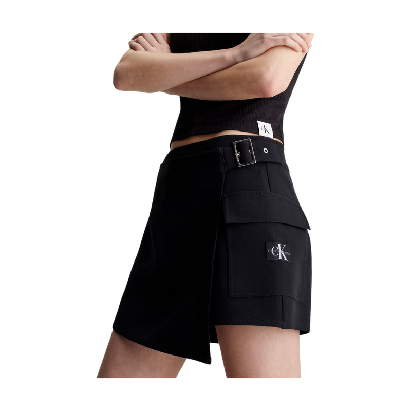 Pantaloncini Donna Calvin Klein - Buckle Wrap Mini Skort - Nero