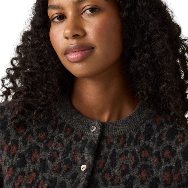 Cardigan Donna Levi's - Tara Wooly Cardigan Dilara Leopard Charc - Nero