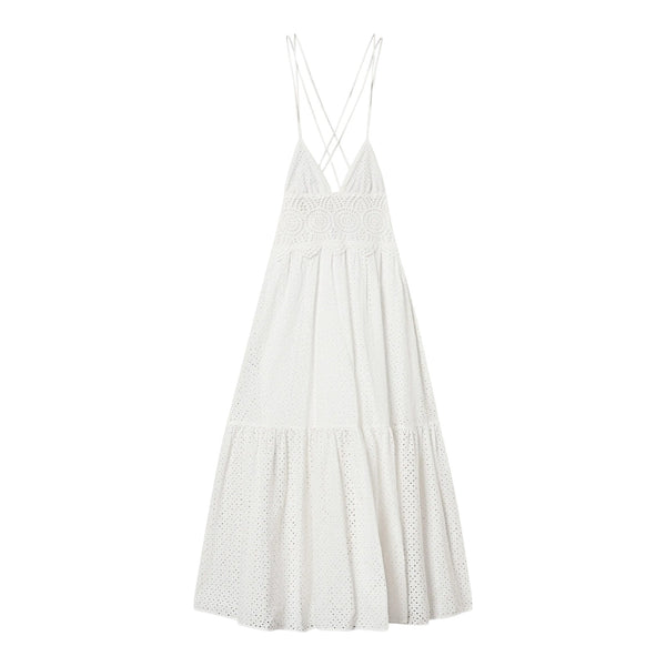 Vestiti casual Donna Twinset - Abito Lungo Morbido C/Spallini Incrociati Sangallo - Bianco