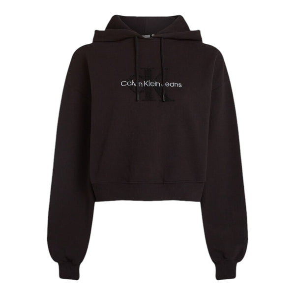 Felpe con cappuccio Donna Calvin Klein - Chenille Monologo Hoodie - Nero