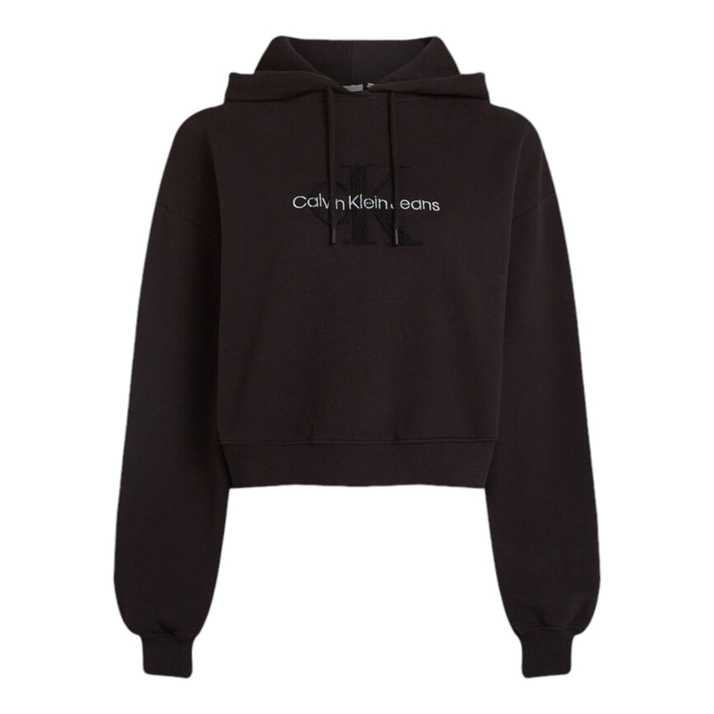 Felpe con cappuccio Donna Calvin Klein - Chenille Monologo Hoodie - Nero