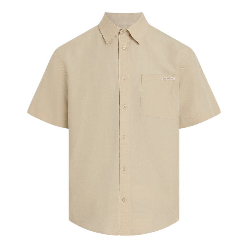 Camicie casual Uomo Calvin Klein - Linen Cotton S/S Shirt - Beige