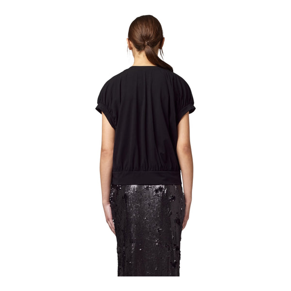 T-shirt Donna Alpha Studio - Giro M/M Jersey + Popeline - Nero