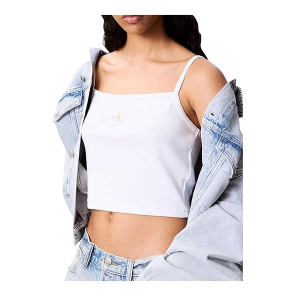 Canotte e top Donna Calvin Klein - A- Woven Label Rib Cami - Bianco