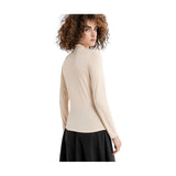 Maglie a manica lunga Donna Surkana - Maglietta aderente collo perkins - Beige