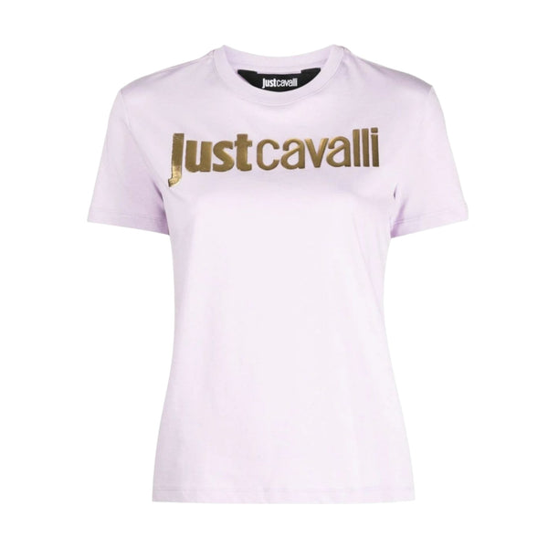 T-shirt Donna Just Cavalli - R Logo Gold - Lavanda