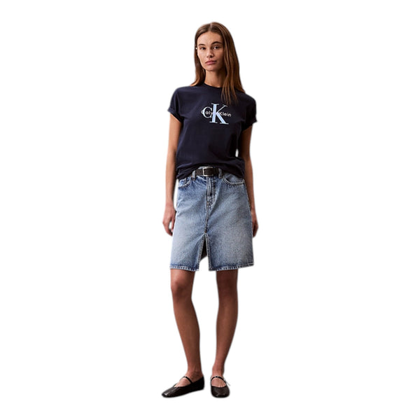T-shirt Donna Calvin Klein - Hr Ss Clssc Mnlg Cnc - Blu