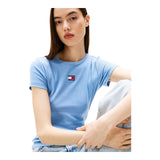 T-shirt Donna Tommy Hilfiger - Tjw Slim Badge Rib Tee - Azzurro