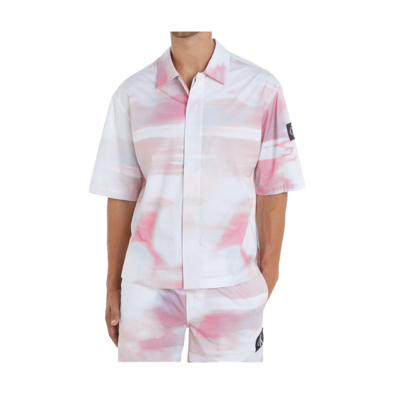 Camicie casual Uomo Calvin Klein - Diffused Aop Ss Shirt - Multicolore