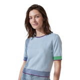 Maglie Donna Surkana - Maglione con scollo tondo a maniche corte - Celeste