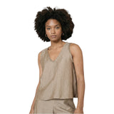 Canotte e top Donna Surkana - Top a spalline con scollo a V - Beige
