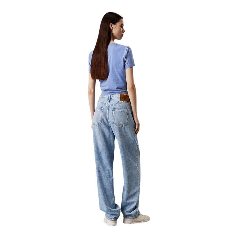 T-shirt Donna Calvin Klein - Placed Institutional Baby Tee - Azzurro