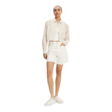 Camicie Donna Calvin Klein - Woven Label Cropped Shirt - Bianco