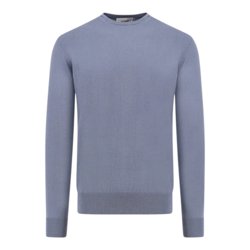 Maglie Uomo Alpha Studio - Girocollo M/L Cotone Crepe Urban Fit - Azzurro