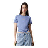T-shirt Donna Calvin Klein - Placed Institutional Baby Tee - Azzurro