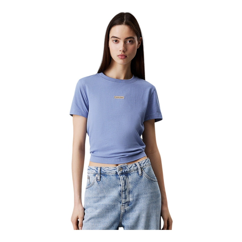 T-shirt Donna Calvin Klein - Placed Institutional Baby Tee - Azzurro