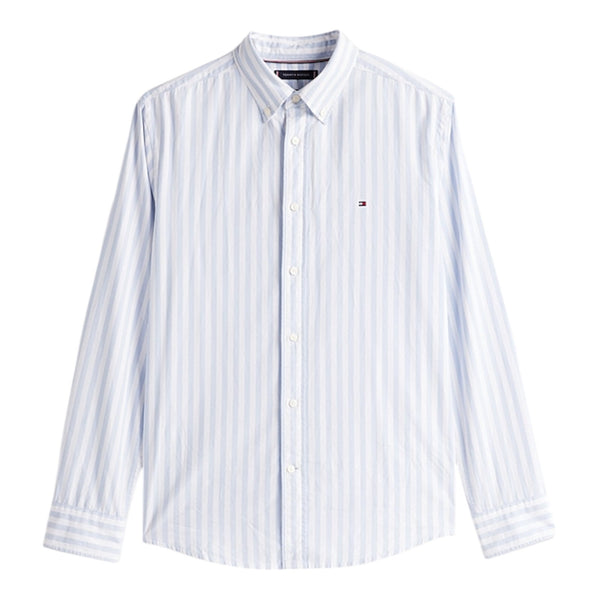 Camicie casual Uomo Tommy Hilfiger - Flex Poplin Bold Stripe Rf Shirt - Azzurro