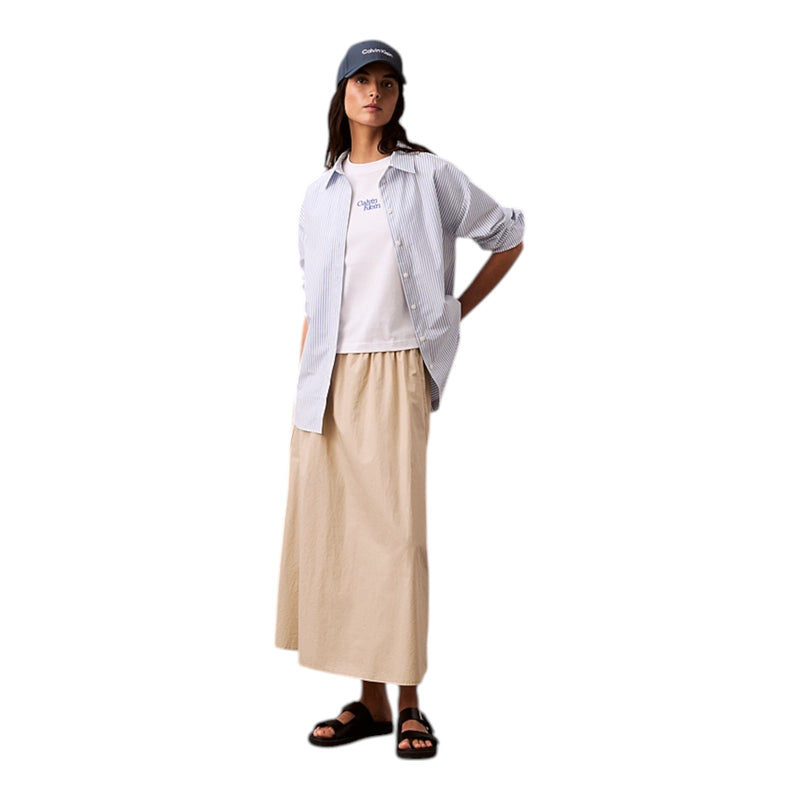 T-shirt Donna Calvin Klein - Ss Flocked Logo Cn Tee - Bianco