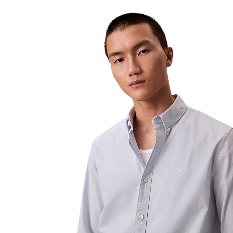 Camicie casual Uomo Calvin Klein - Ls Solid Oxford Classic Shirt - Blu