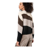 Cardigan Donna Surkana - Cardigan intarsio, lungo con scollo a V - Multicolore