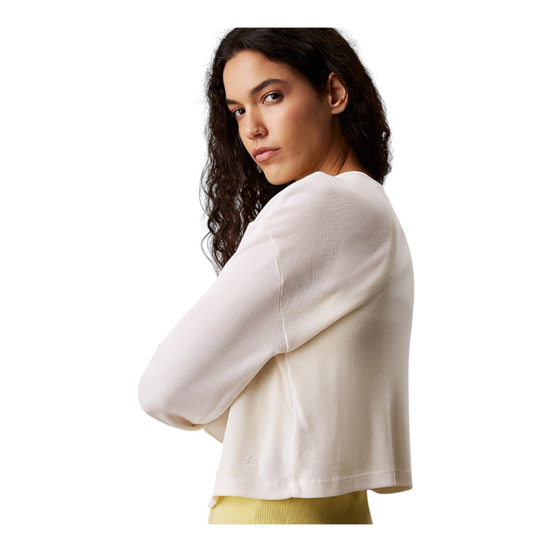 Cardigan Donna Calvin Klein - Soft Touch Ls Short Cardigan - Bianco
