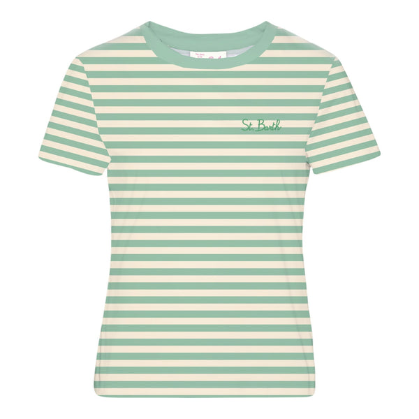 T-shirt Donna Mc2 Saint Barth - Emilie Cotton Crew Neck T-Shirt - Verde