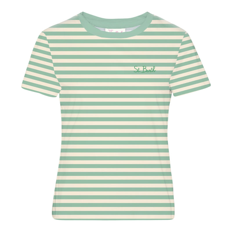 T-shirt Donna Mc2 Saint Barth - Emilie Cotton Crew Neck T-Shirt - Verde