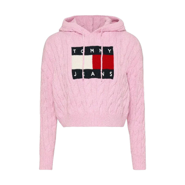 Felpe con cappuccio Donna Tommy Hilfiger - Tjw Center Flag Cable Hoodie - Fucsia