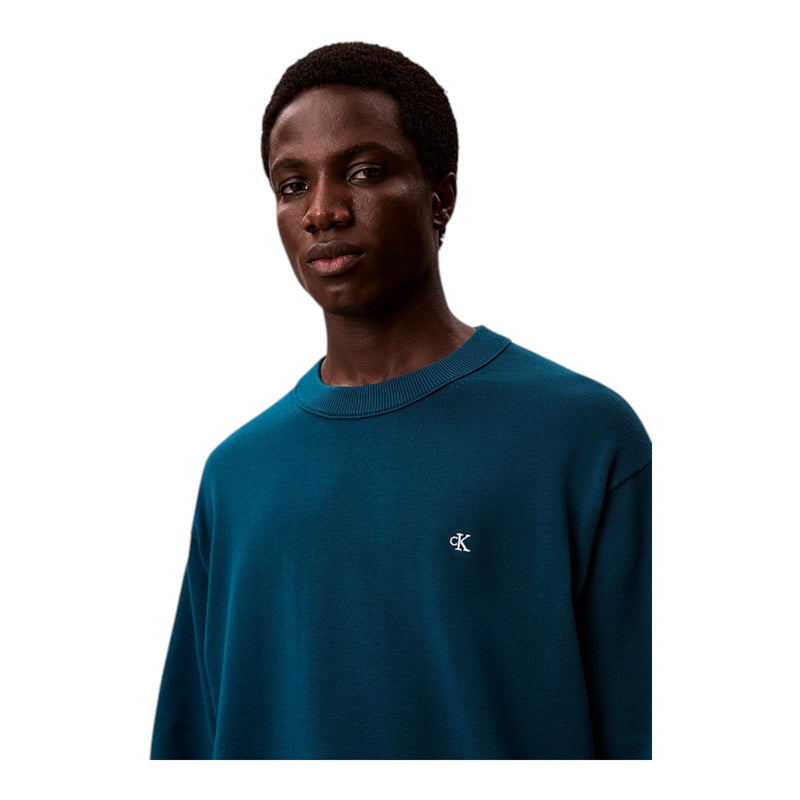 Maglie Uomo Calvin Klein - Ls Ez Cotton Crewnk Sweater 12Gg - Blu