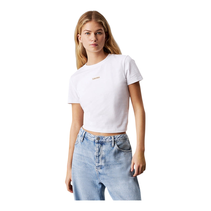 T-shirt Donna Calvin Klein - Placed Institutional Baby Tee - Bianco