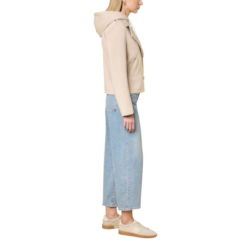 Giubbini Donna RINO & PELLE - Double breasted jacket with detachable hood collar - Panna
